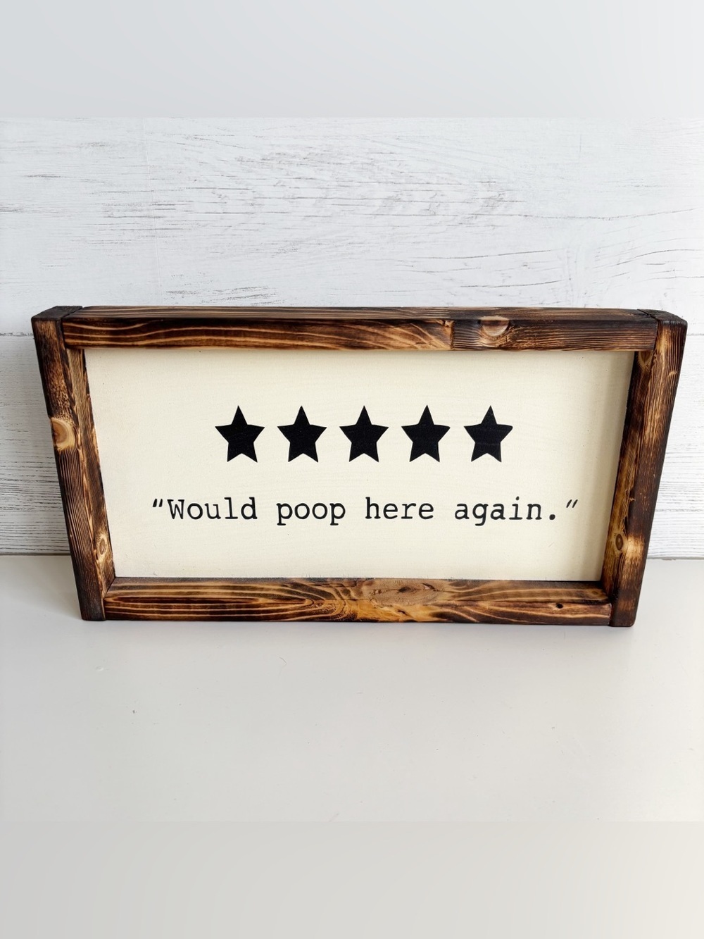 NWOT Fun Bathroom Rustic Wooden Sign “5 ⭐️ Would Poop Here Again”
